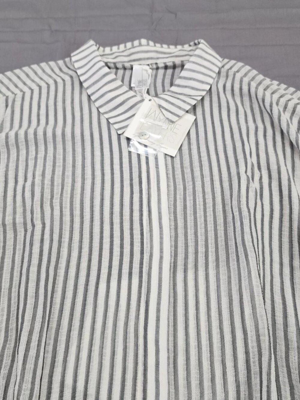 Wynne Layers Women's 3X Black White Striped Button Down Oversized Poncho Blouse